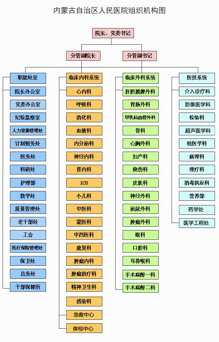 内蒙古自治区人民医院组织机构图